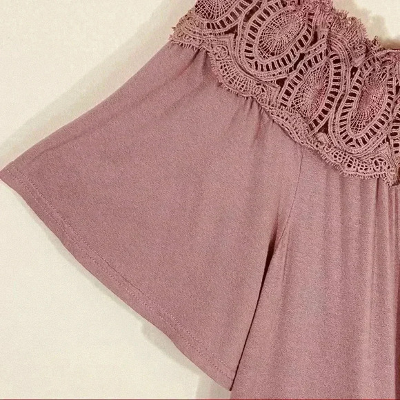 Mittoshop Mauve Off the Shoulder Lace Flare Blouse - Picture 5 of 13